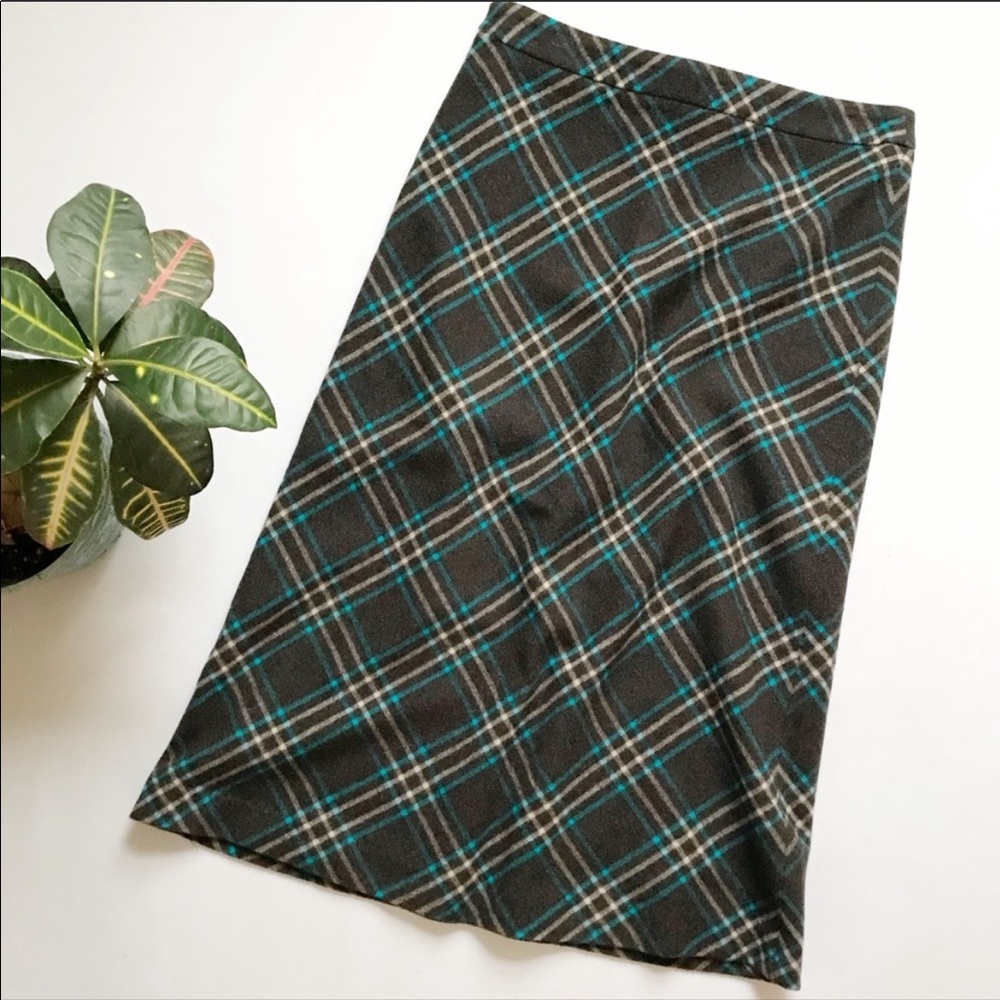 Escada Sport Plaid Wool Midi Skirt